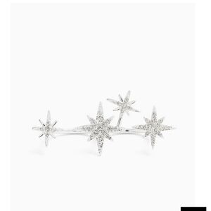 🆕SILVER-TONE RHINESTONE STAR DOUBLE RING SZ 10
